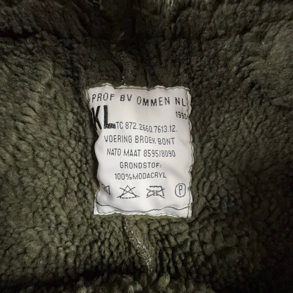 Dutch Military Fleece Pants Liner Olive Green NATO Thermal Trousers 1990 XL - Picture 5 of 8